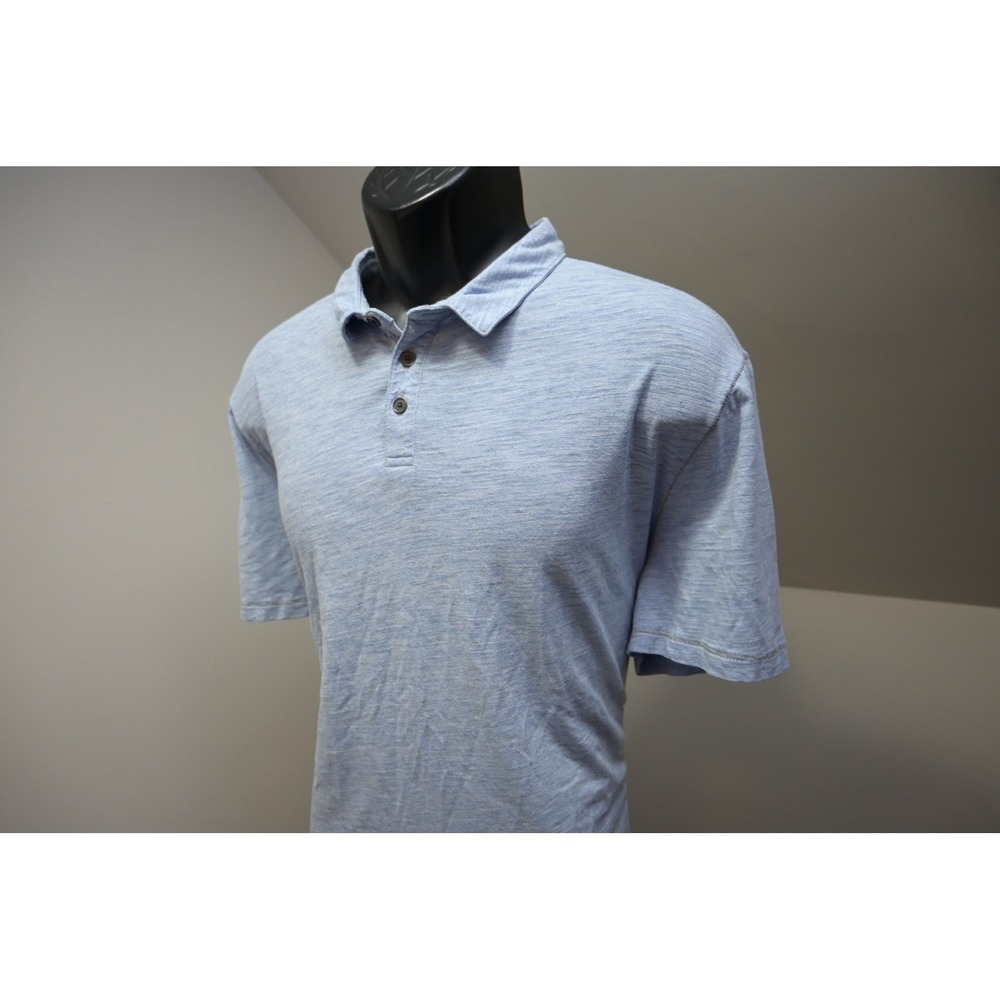 John Varvatos Polo Shirt Mens XL Blue Slub Knit Short Sleeve Casual Excellent